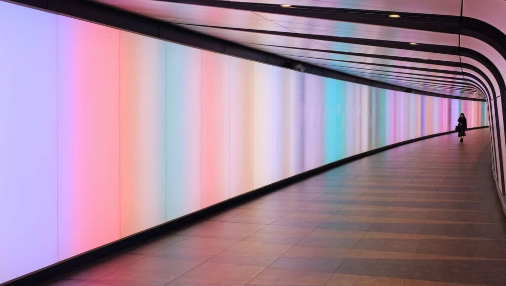 Walking hallway lit with transparent led