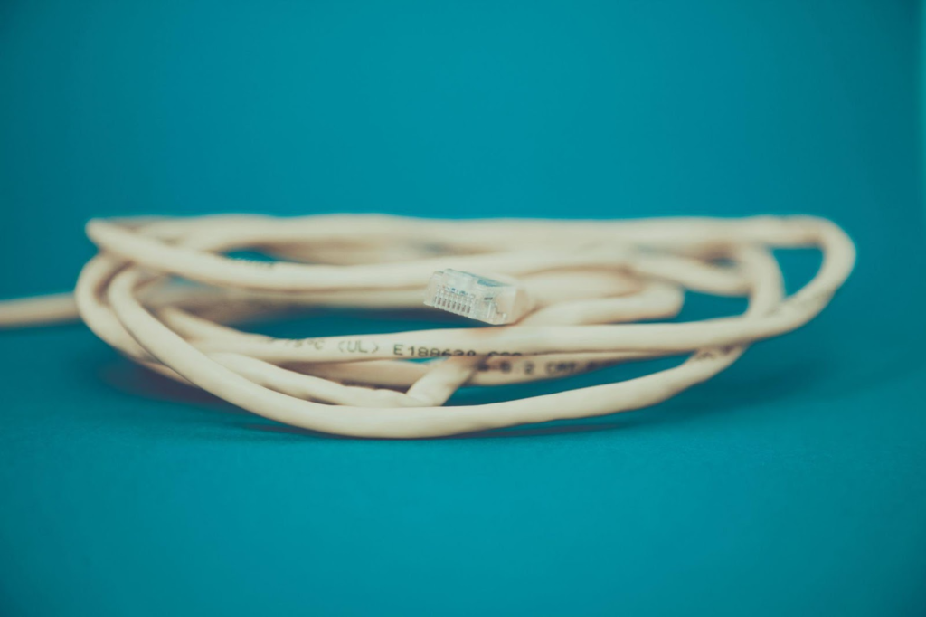 a white Ethernet cable 
