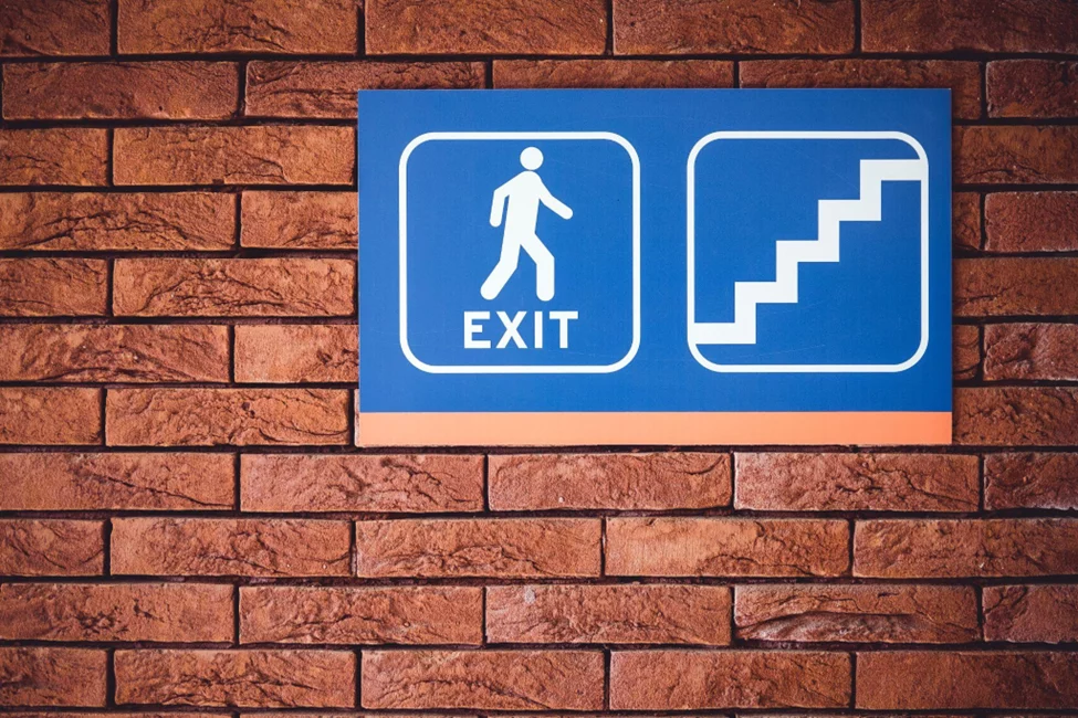 an office exit sign