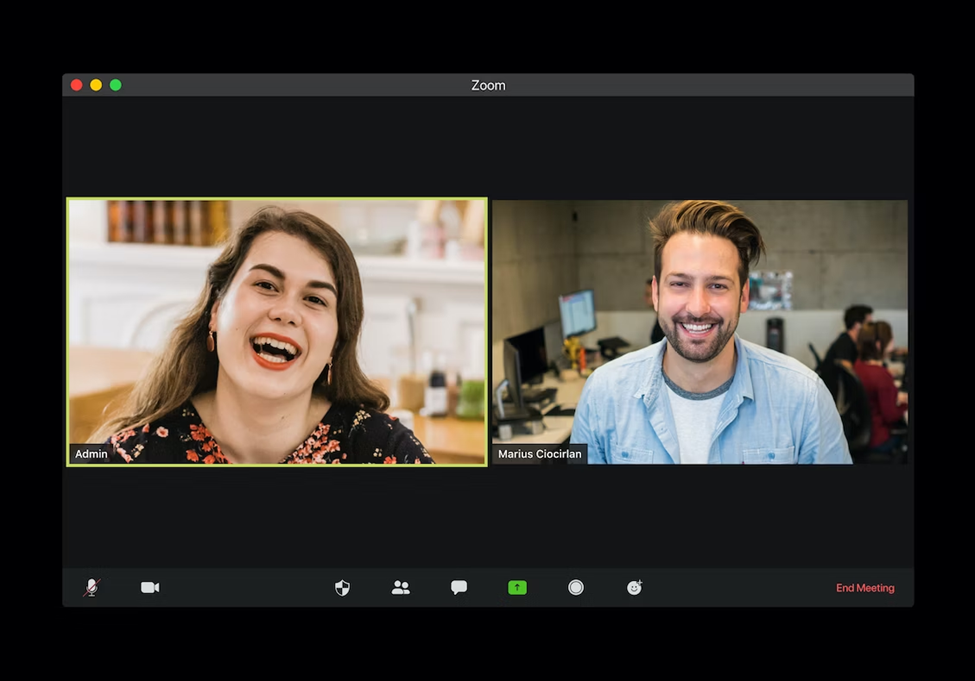 A screenshot of a zoom meeting between two people